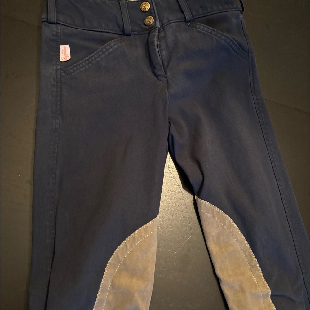 The Tailored Sportsman Blue and Tan Jeans with Suede Interior Support